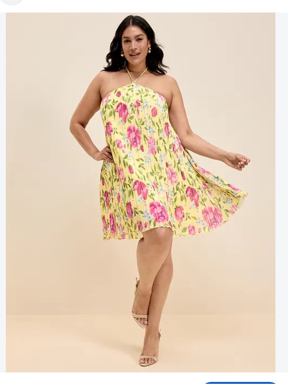 The Occasion by Old Navy Pleated Halter Swing floral Mini Dress size XL